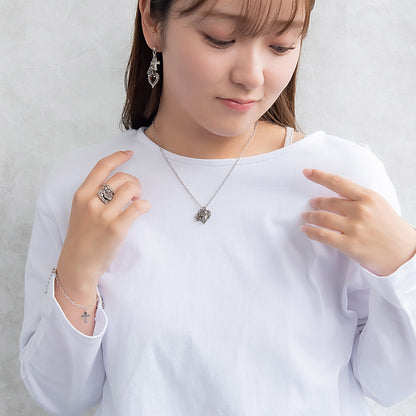 ネックレス yura ニッケルフリー メタル ハート クロス バラ オーバル チェーン ショートネックレス