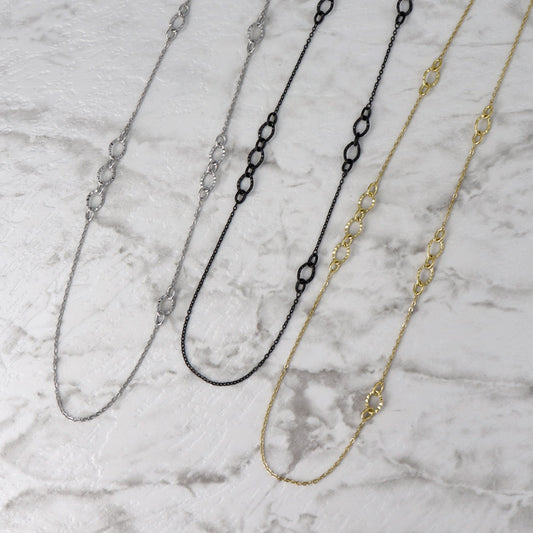 ネックレス ステンレス テクスチャー デザイン チェーン ロングネックレス