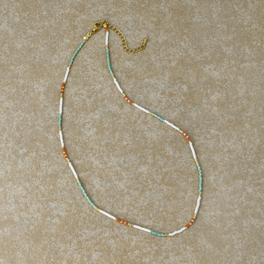 ネックレス カラー ビーズ ステンレス ショートネックレス