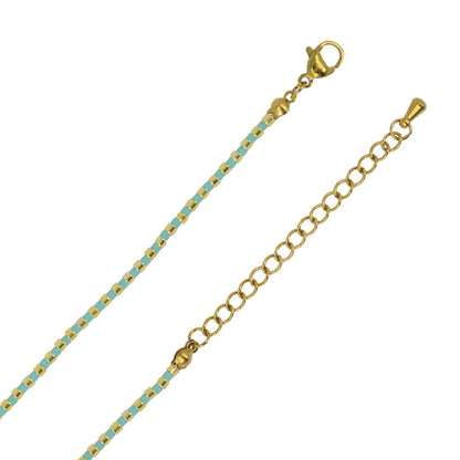 ネックレス ポイント 天然石 メタル カラー ビーズ ブルー ステンレス ショートネックレス
