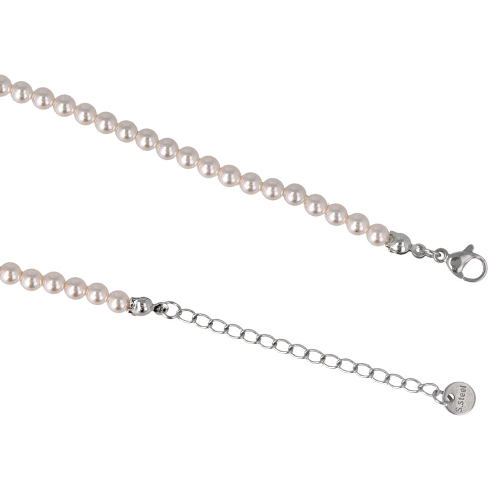 ネックレス 1連 カラー ガラスパール 4mm玉 小粒 ステンレス ショートネックレス