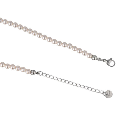 ネックレス 1連 カラー ガラスパール 4mm玉 小粒 ステンレス ショートネックレス