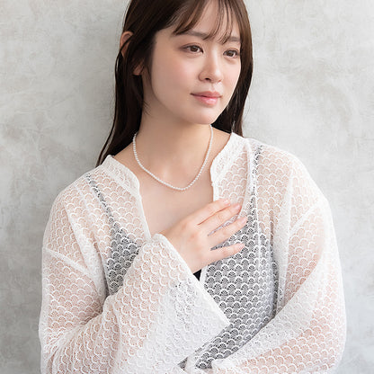 ネックレス 1連 カラー ガラスパール 4mm玉 小粒 ステンレス ショートネックレス