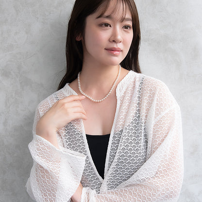 ネックレス 1連 カラー ガラスパール 6mm玉 小粒 ステンレス ショートネックレス