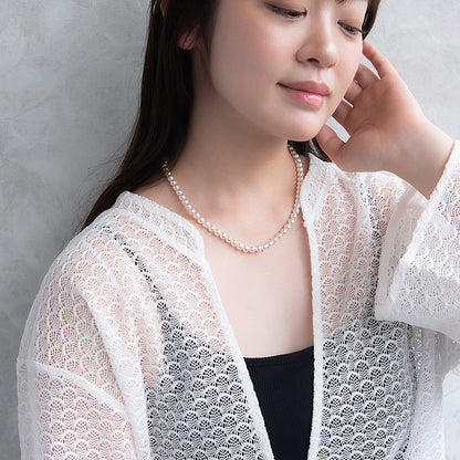 ネックレス 1連 カラー ガラスパール 6mm玉 小粒 ステンレス ショートネックレス