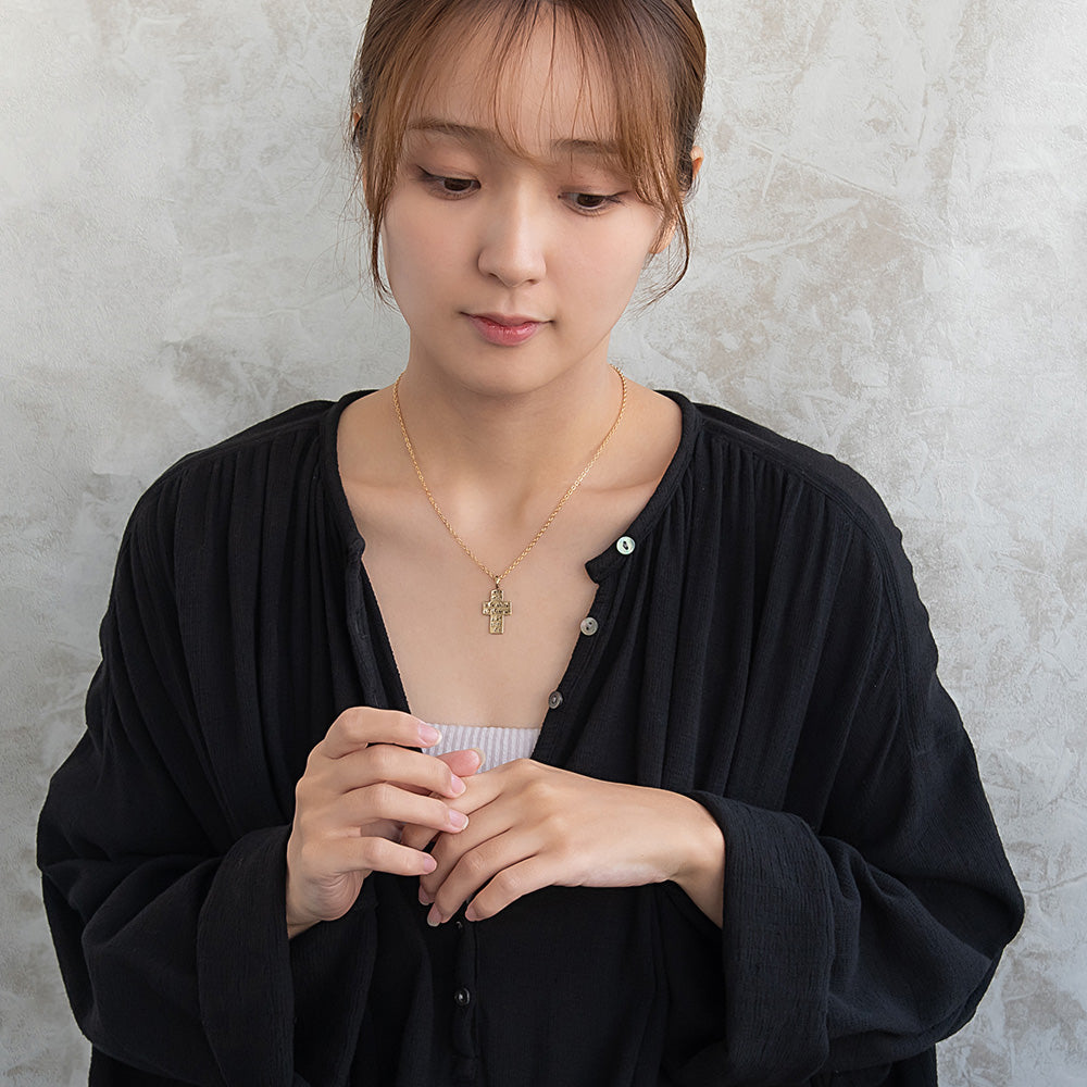 ネックレス ニッケルフリー メタル メッセージ クロス チェーン ショートタイプ ペンダントネックレス