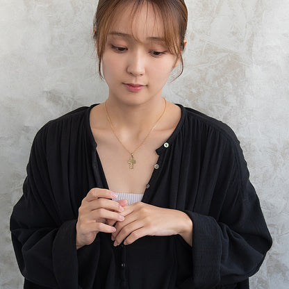 ネックレス ニッケルフリー メタル メッセージ クロス チェーン ショートタイプ ペンダントネックレス