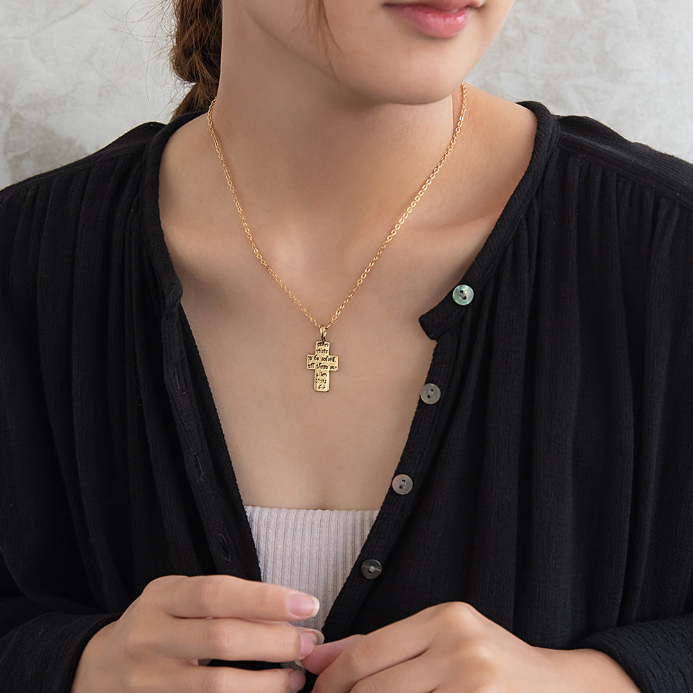 ネックレス ニッケルフリー メタル メッセージ クロス チェーン ショートタイプ ペンダントネックレス