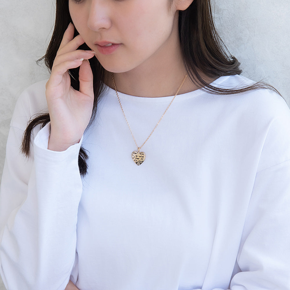 ネックレス ニッケルフリー メタル メッセージ ハート チェーン ショートタイプ ペンダントネックレス