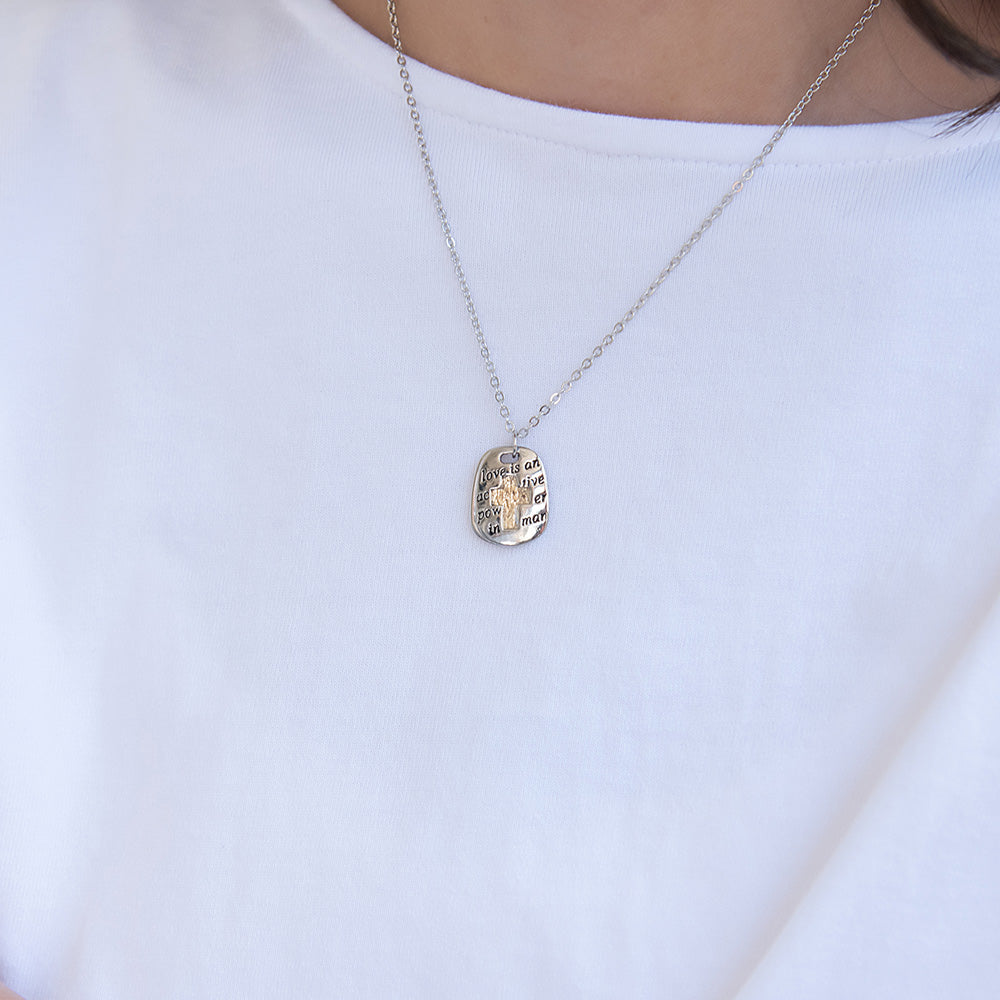 ネックレス ニッケルフリー メタル メッセージ オーバル クロス チェーン ショートタイプ ペンダントネックレス