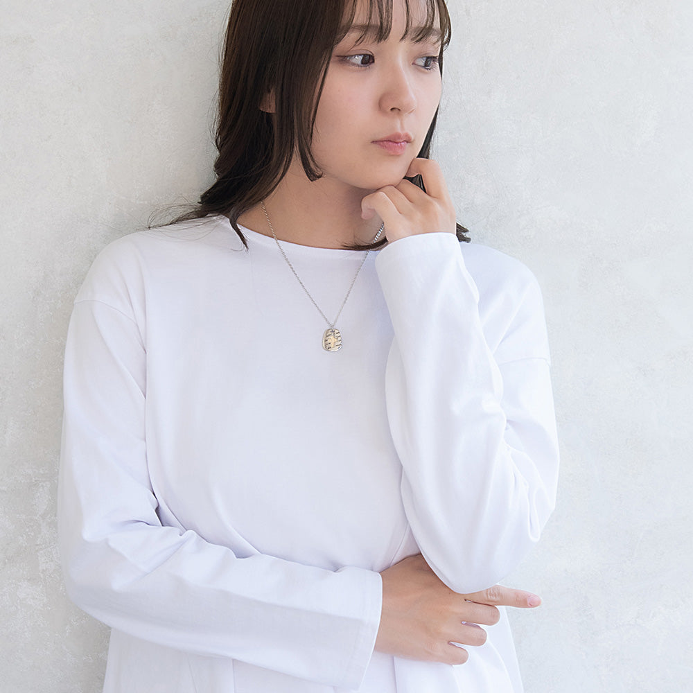 ネックレス ニッケルフリー メタル メッセージ オーバル クロス チェーン ショートタイプ ペンダントネックレス