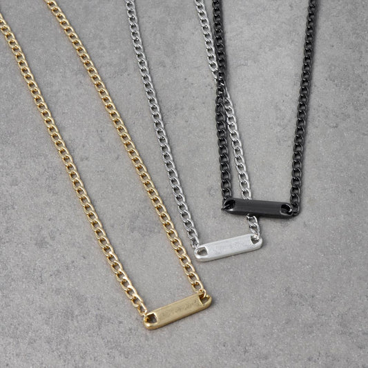 ネックレス Awesome ニッケルフリー メタル ライン プレート キヘイチェーン ショートネックレス