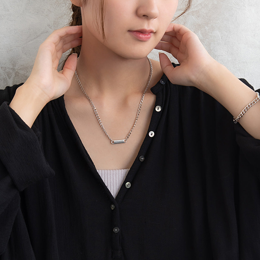 ネックレス Awesome ニッケルフリー メタル ライン プレート キヘイチェーン ショートネックレス
