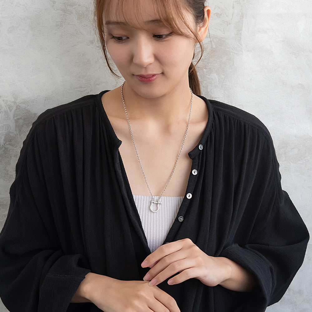ネックレス Awesome ニッケルフリー メタル バウシャックル サークルチェーン ロングネックレス