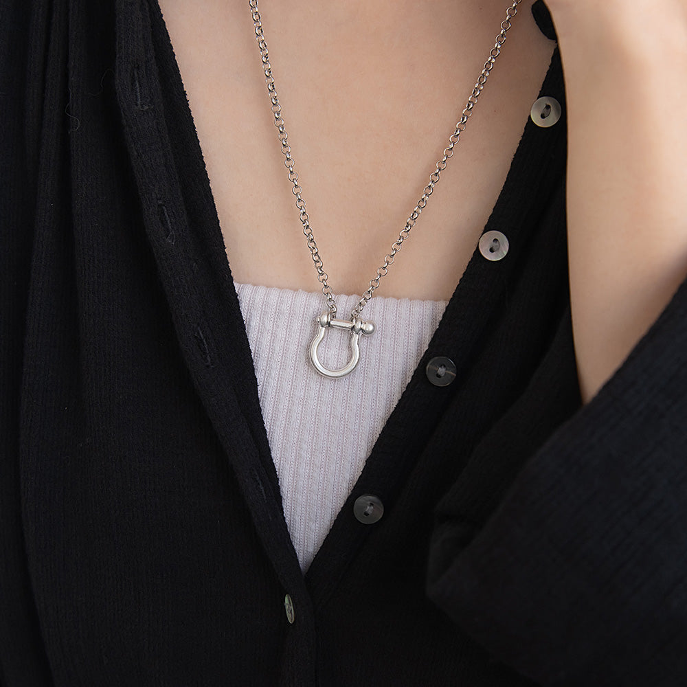 ネックレス Awesome ニッケルフリー メタル バウシャックル サークルチェーン ロングネックレス