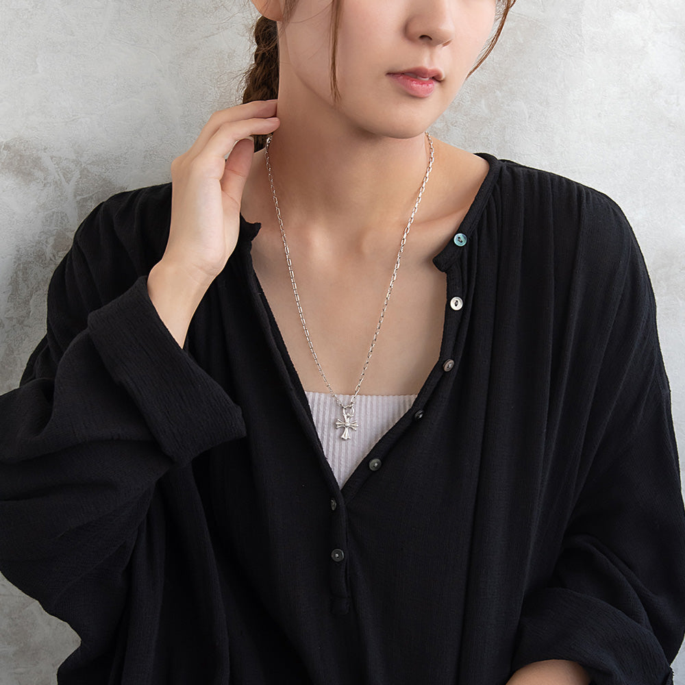 ネックレス Awesome ニッケルフリー メタル クロス オーバルチェーン ペンダントネックレス