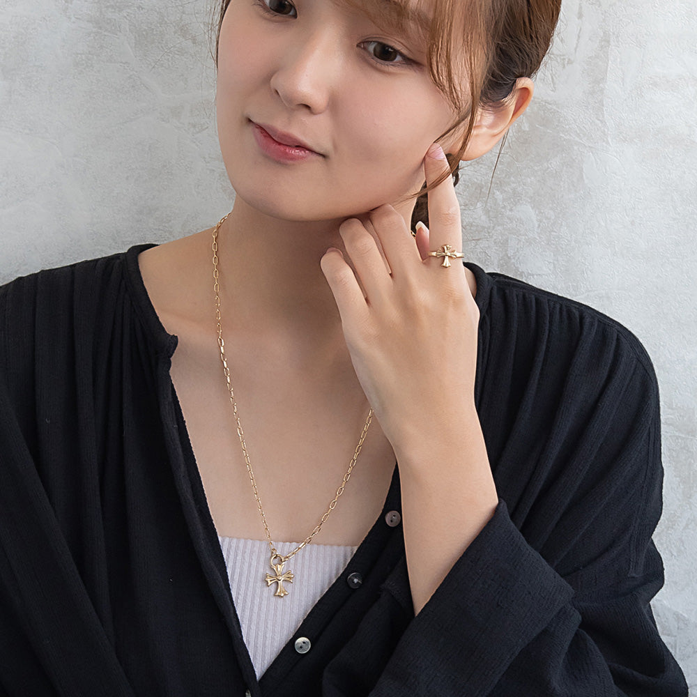ネックレス Awesome ニッケルフリー メタル クロス オーバルチェーン