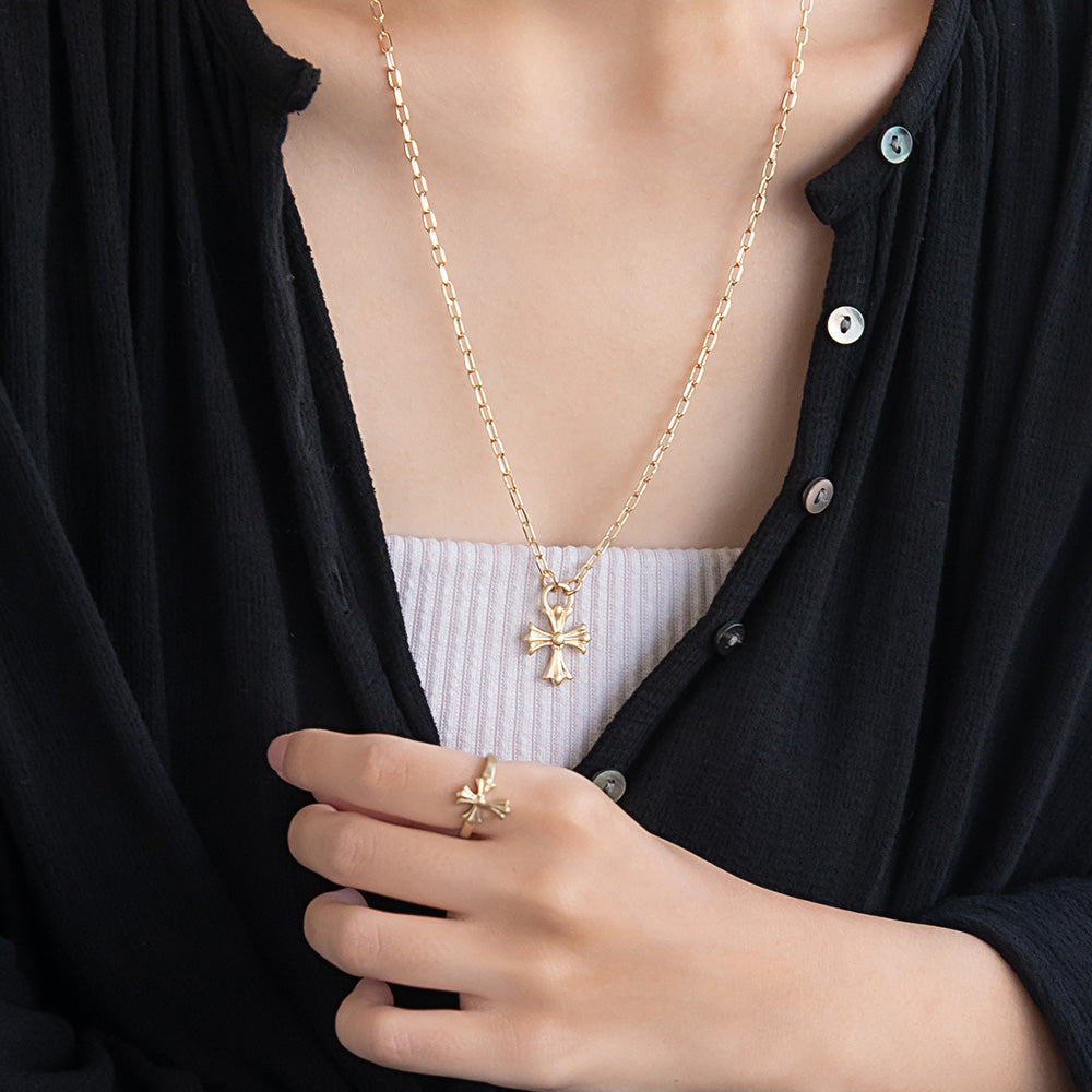 ネックレス Awesome ニッケルフリー メタル クロス オーバルチェーン ペンダントネックレス