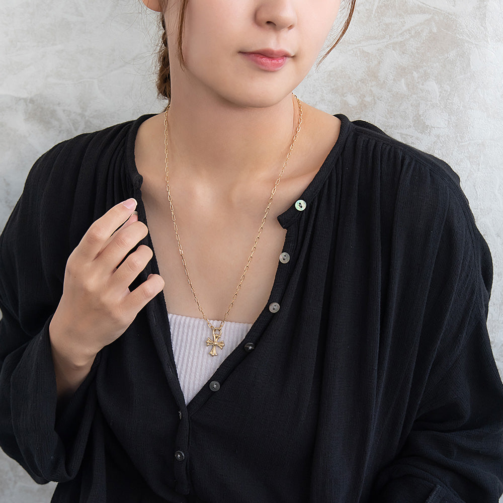 ネックレス Awesome ニッケルフリー メタル クロス オーバルチェーン ペンダントネックレス