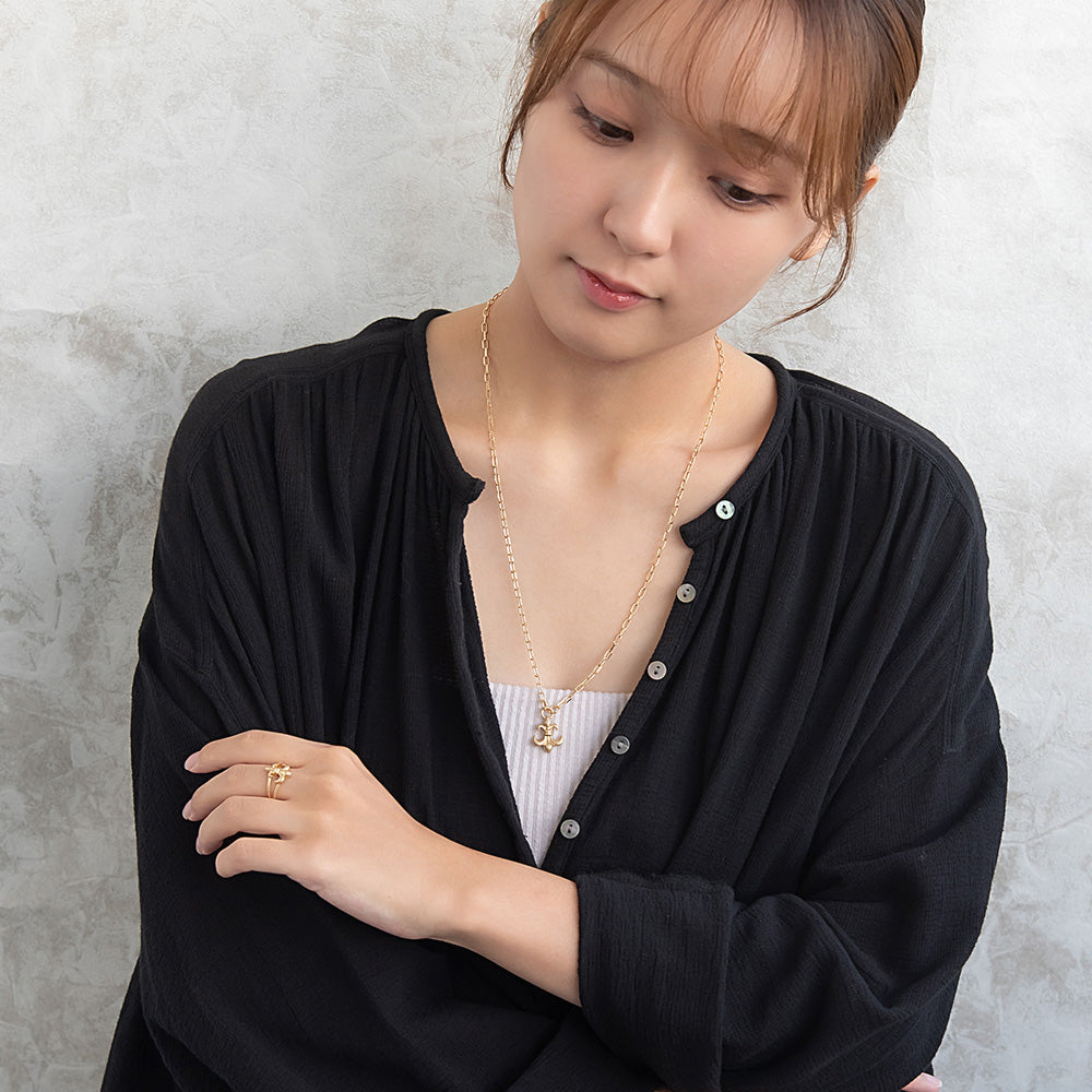 ネックレス Awesome ニッケルフリー メタル 百合の紋章 オーバルチェーン ペンダントネックレス