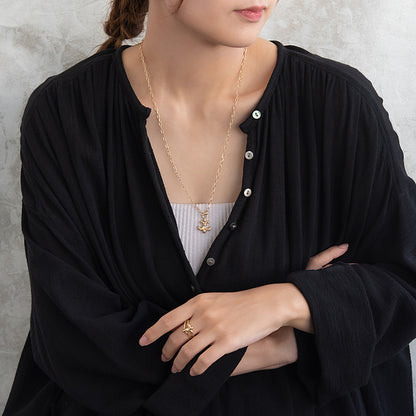 ネックレス Awesome ニッケルフリー メタル 百合の紋章 オーバルチェーン ペンダントネックレス