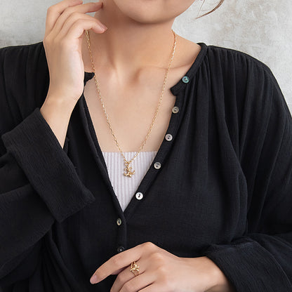 ネックレス Awesome ニッケルフリー メタル 百合の紋章 オーバルチェーン ペンダントネックレス