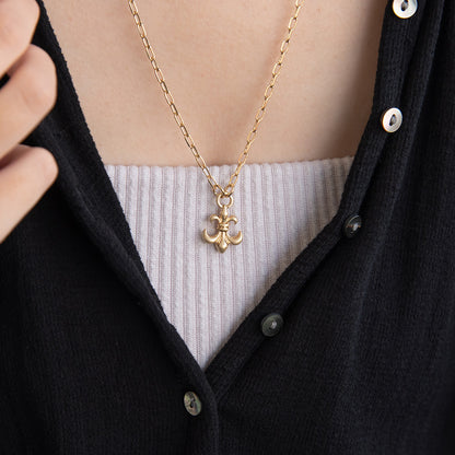 ネックレス Awesome ニッケルフリー メタル 百合の紋章 オーバルチェーン ペンダントネックレス