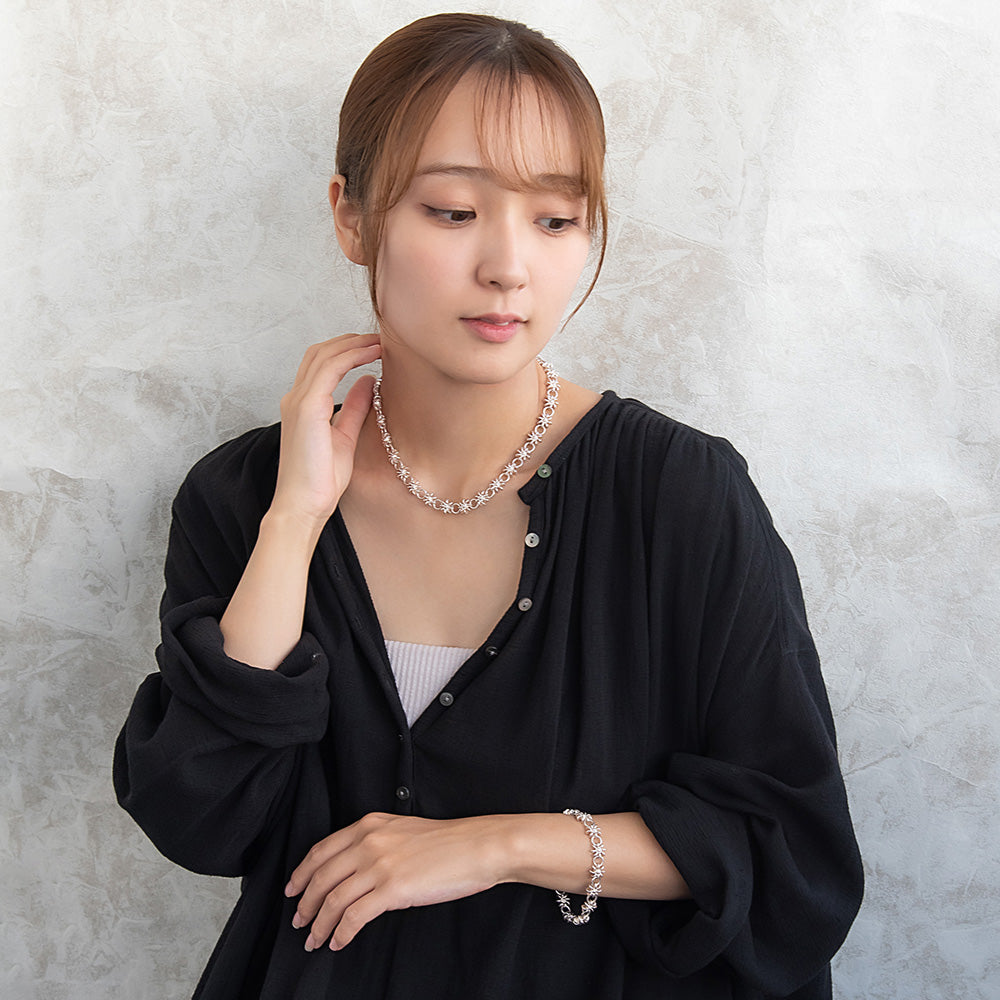 ネックレス Awesome ニッケルフリー メタル フラワー サークル チェーン ショートネックレス