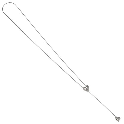 ネックレス ステンレス スネークチェーン メタル ハート Y字 ロングネックレス