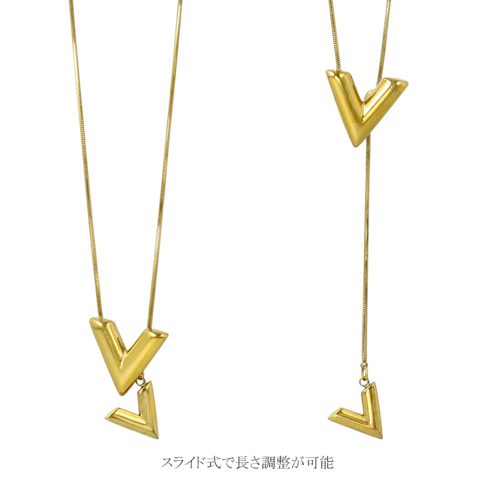 V字型金色ネックレス V字モチーフ ネックレス ゴールド|レディースネックレス専門通販 Miretta