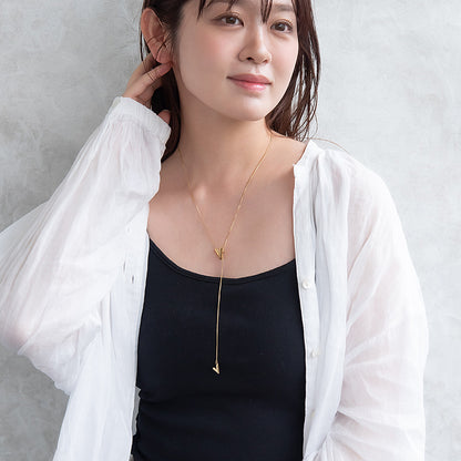 ネックレス ステンレス スネークチェーン メタル V字型 ラリエット ロングネックレス