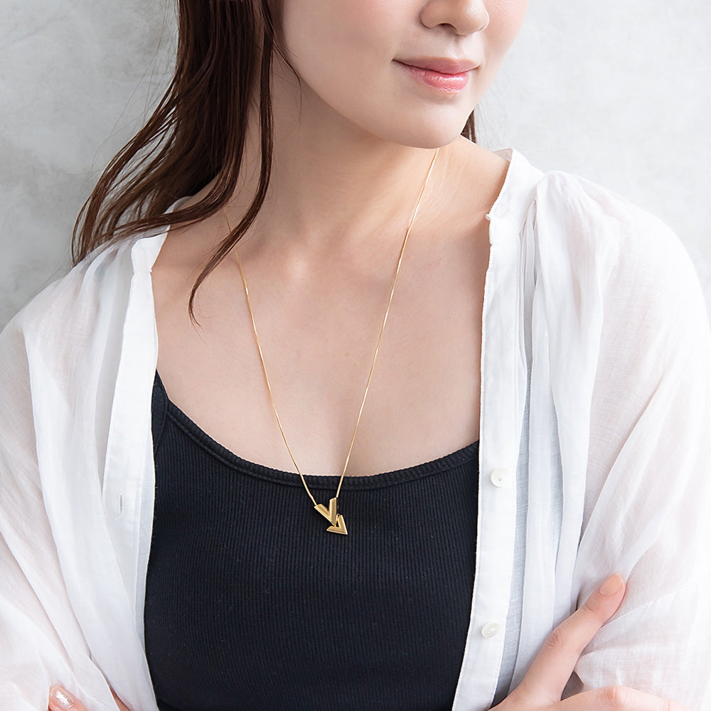 ネックレス ステンレス スネークチェーン メタル V字型 ラリエット