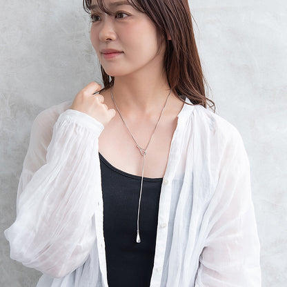 ネックレス ステンレス スネークチェーン メタル Y字 ドロップ ロングネックレス