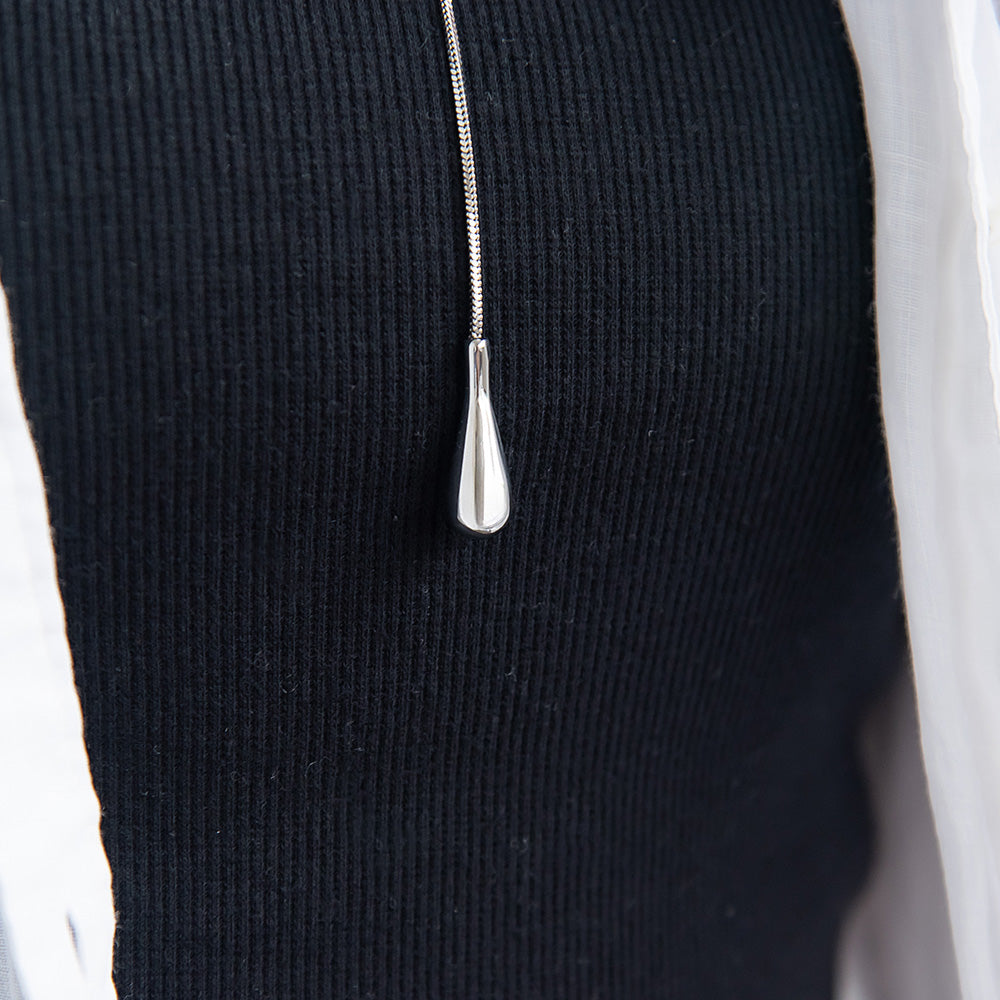 ネックレス ステンレス スネークチェーン メタル Y字 ドロップ ロングネックレス