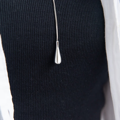 ネックレス ステンレス スネークチェーン メタル Y字 ドロップ ロングネックレス