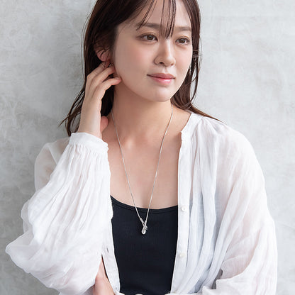 ネックレス ステンレス スネークチェーン メタル Y字 ドロップ ロングネックレス