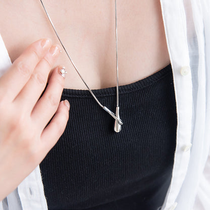 ネックレス ステンレス スネークチェーン メタル Y字 ドロップ ロングネックレス