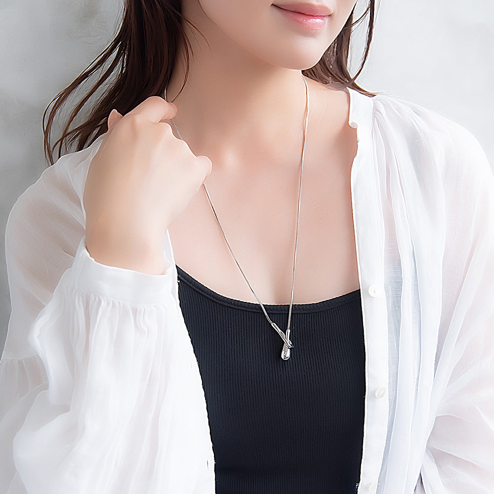 ネックレス ステンレス スネークチェーン メタル Y字 ドロップ ロング