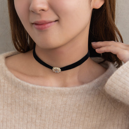 ネックレス ニッケルフリー ビジュー ストーン パール アンティーク調 チョーカー