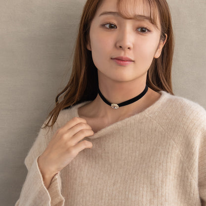 ネックレス ニッケルフリー ビジュー ストーン パール アンティーク調 チョーカー