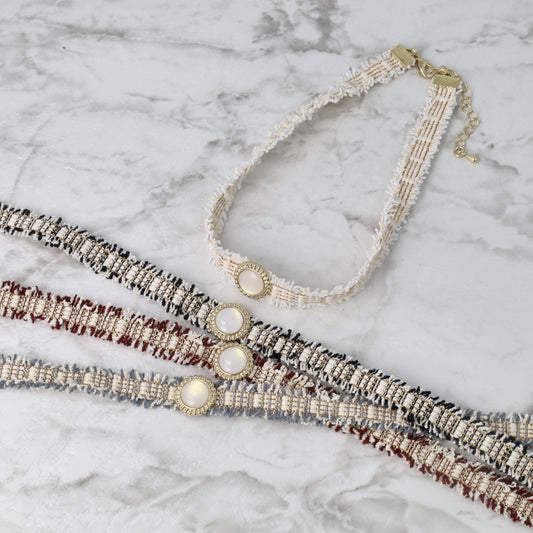 ネックレス ニッケルフリー サークル ツイード風 チョーカー