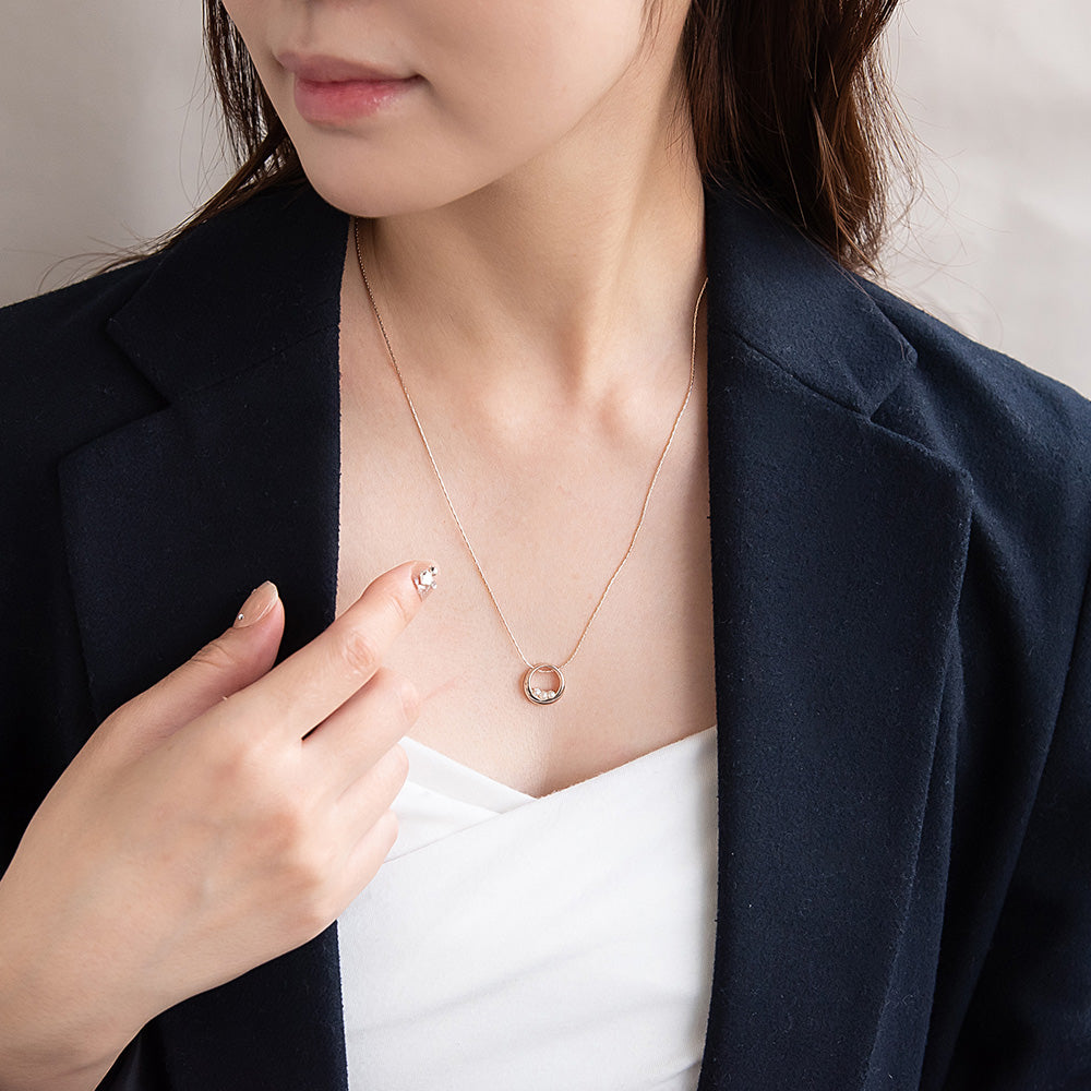 ネックレス ニッケルフリー ロゼシルバー パール ロング ペンダントネックレス