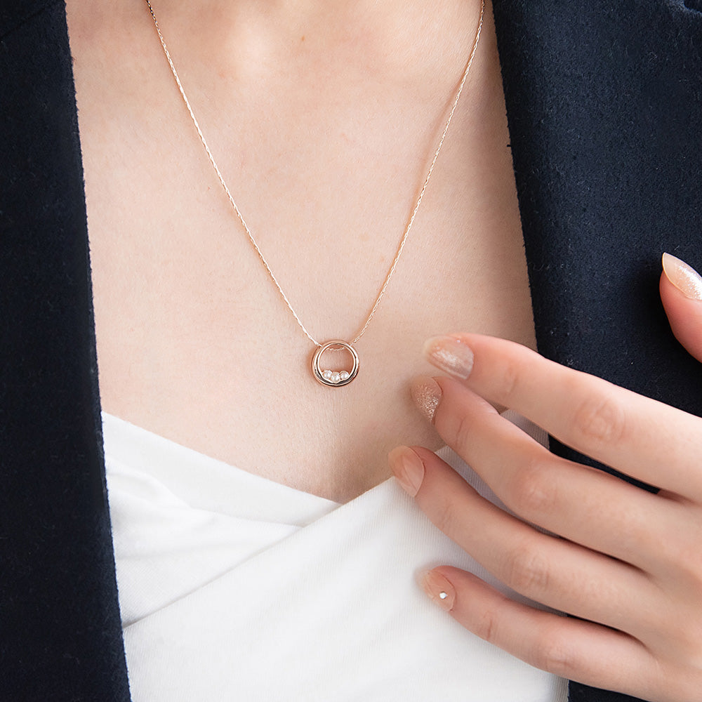 ネックレス ニッケルフリー ロゼシルバー パール ロング ペンダントネックレス