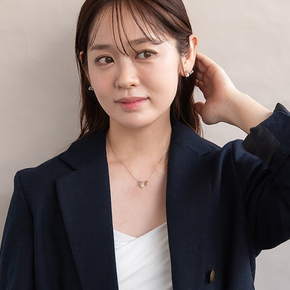 ネックレス ニッケルフリー ロゼシルバー リボン ロング ペンダントネックレス