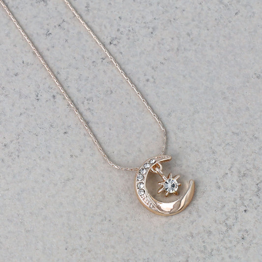 ネックレス ニッケルフリー ロゼシルバー ムーン ロング ペンダントネックレス