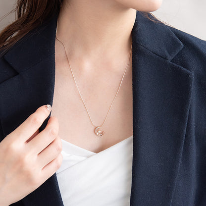 ネックレス ニッケルフリー ロゼシルバー ムーン ロング ペンダントネックレス