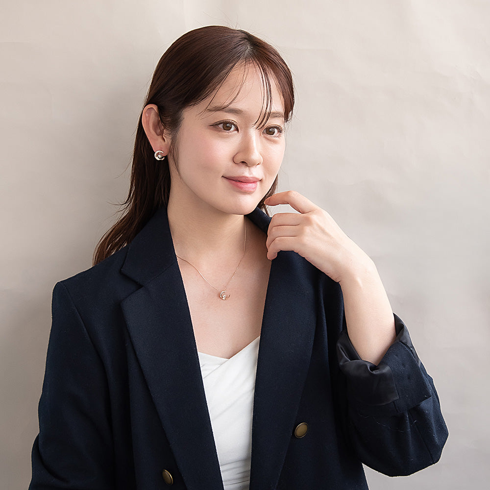 ネックレス ニッケルフリー ロゼシルバー ムーン ロング ペンダントネックレス