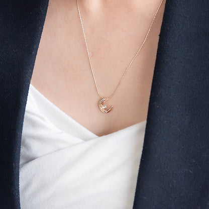 ネックレス ニッケルフリー ロゼシルバー ムーン ロング ペンダントネックレス