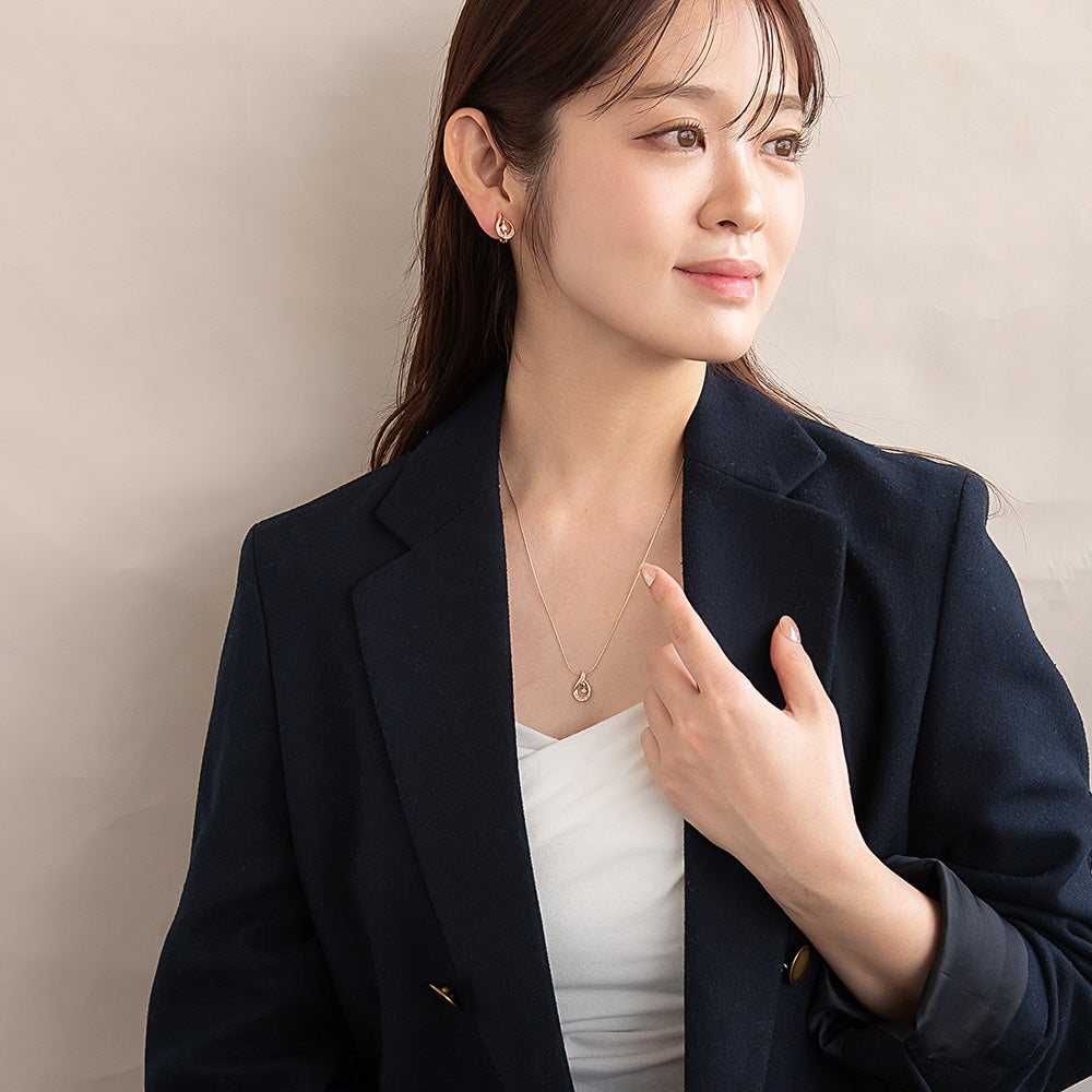 ネックレス ニッケルフリー ロゼシルバー ドロップ ロング ペンダントネックレス