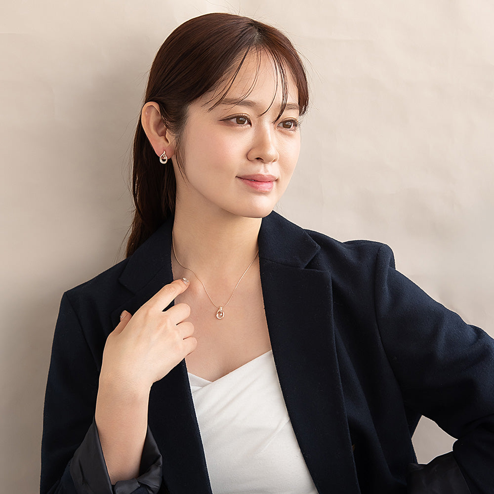 ネックレス ニッケルフリー ロゼシルバー ドロップ ロング ペンダントネックレス